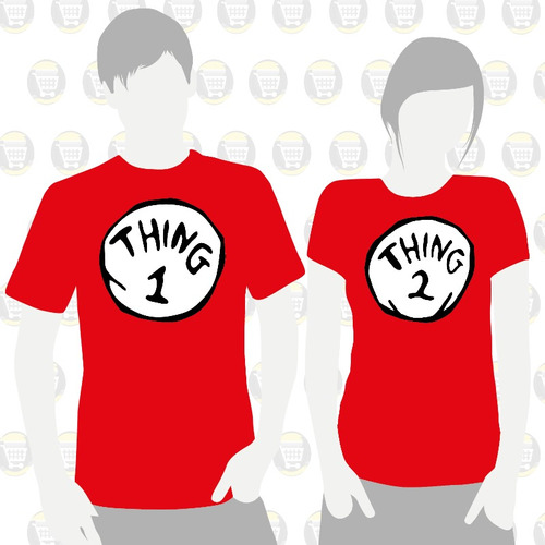 Camisetas Estampadas X2 Novios Parejas Amor Thing 1 Thing 2
