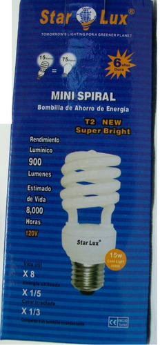 Starlux - Bombillo Ahorrador 15 Watios 4100k Cool White 120v