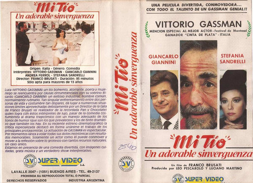 Mi Tio Un Adorable Sinverguenza Vhs Vitorio Gassman Giannini