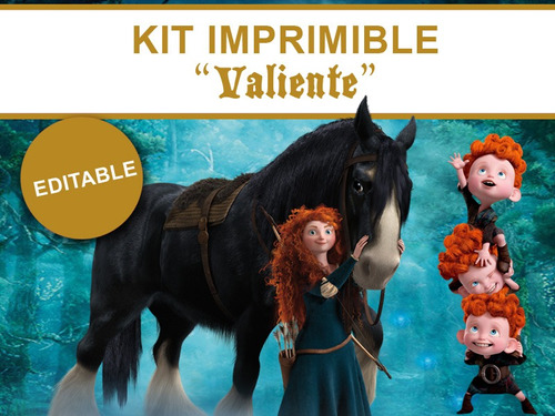 Kit Imprimible Valiente Merida Candybar Personalizado 