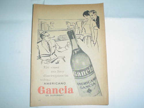 Americano Gancia Aperitivo Bebida Publicidad  1961