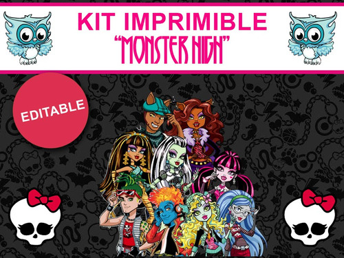 Kit Imprimible Editable Monster High, Golosinas Sticker