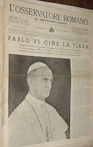 Diario Observador Romano 568  Pablo 6 Ciñe Tiara Religion