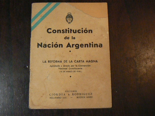 Libro Constitucion De La Nacion Argentina Antiguo Ed Ciordia | MercadoLibre