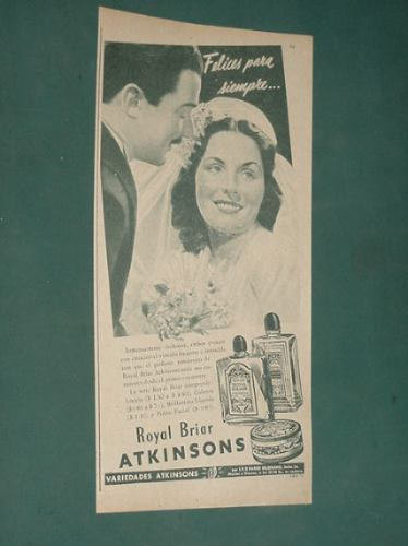 Publicidad Atkinsons Royal Briar Locion Colonia Polvo