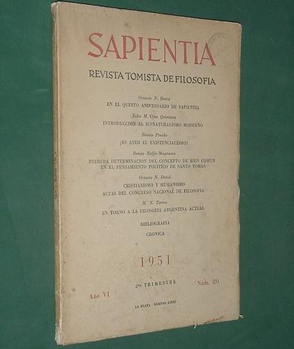 Sapientia - Revista Tomista De Filosofia - Nro. 20 - 1951