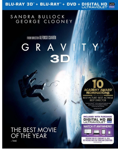 Gravity - Blu-ray 3d + Blu-ray + Dvd, Original Y Sellado