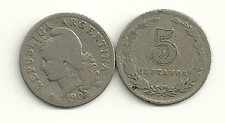 Moneda Argentina Niquel 5 Centavos Año 1904 Buena-