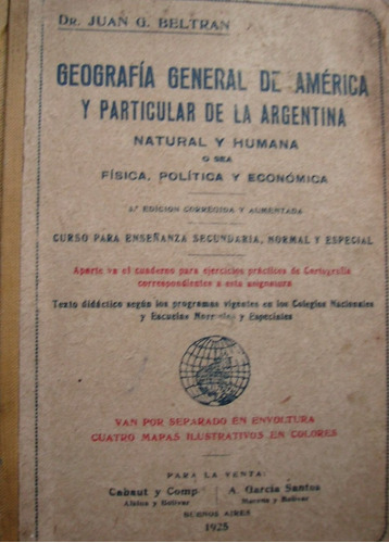 Libro Geografia General America Particular Argentina 1925