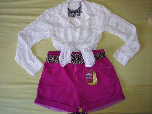 Short Hot Pants Cintura Alta + Cinto Retrô Oncinha Grátis