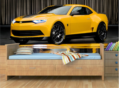 Papel De Parede Quarto Adesivo Painel Carros Camaro Mod02