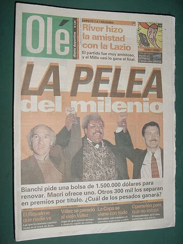 Diario Ole 21/8/99 River Plate Lazio Chacarita Racing Lanus