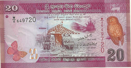 2 Billetes Sri Lanka 20 Y 50 Rupias Año 2010 Sin Circular