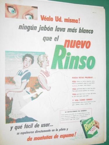 Publicidad Antigua Jabon Rinso Vealo Ud Misma Lava Blanco