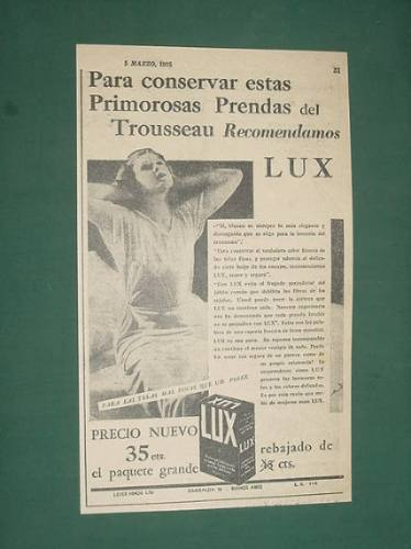 Publicidad Antigua Jabon Lux Caja Grande Prendas Trousseau