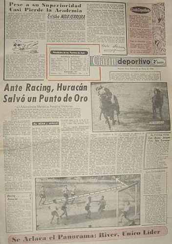 Diario Clarin 29/5/56 Futbol Racing Huracan Boca Lanus River