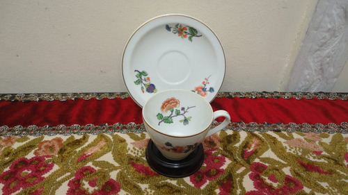 Taza Cafe Porcelana De Belgica Con Flores De Coleccion Veala