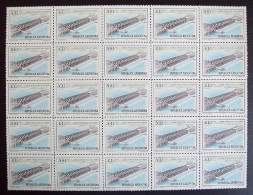 Argentina Bloque X 25 Sellos Gj 1912 Salto Grande Mint L1112