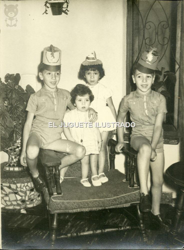 Ic03 Foto Cumpleaños Infantil Sombreros Moda Antiguo