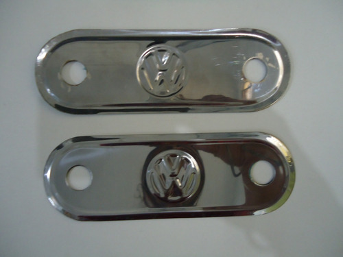 Espelho Maçaneta Interna Fusca Inox Logo Vw Acabamento Porta