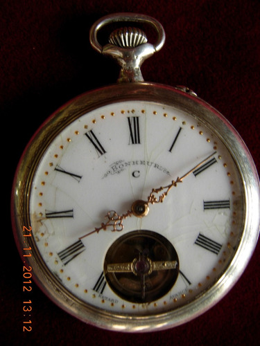 Antiguo Reloj Bolsillo Bonheur Swiss Caja De Plata No Envio