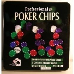 Poker Chips 100 Fichas 2 Mazos Ficha Dealer