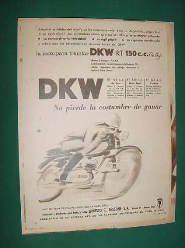 Publicidad - Dkw Moto Rt-150cc De Lujo Para Triunfar