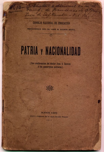 Patria Y Nacionalidad - Beltrán A Soldados Conscriptos 1911