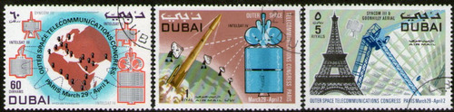 Dubái Serie Con Aéreos X 3 Sellos Usados Espacio Año 1971