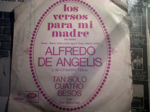 Disco Alfredo De Angelis Versos A Mi Madre Firmado Tango