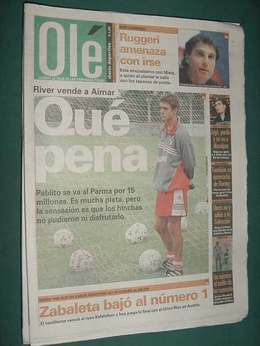 Diario Ole 22/5/99 Ruggeri River Aimar Belgrano Racing Ciclo