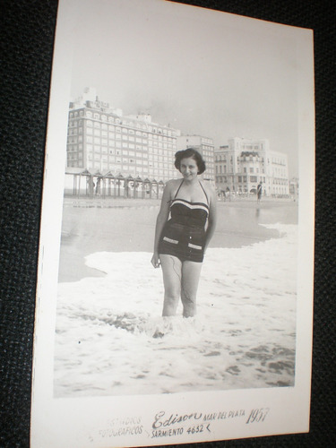 Foto No Postal Antigua Playa Bristol Mar Del Plata 1957