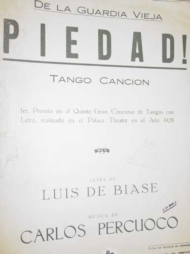 Partitura Tango Cancion Piedad Luis De Biase Carlos Percuoco