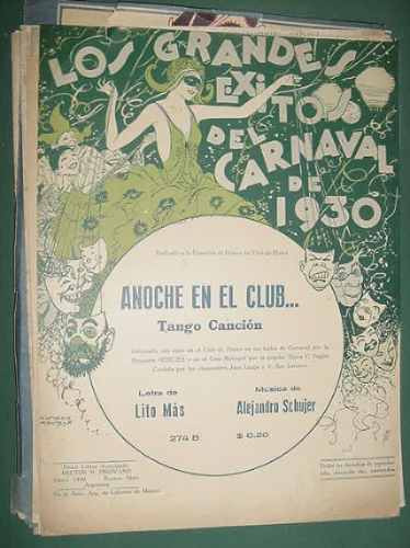 Partitura Tango Anoche En El Club Carnaval 1930 Mas Schujer