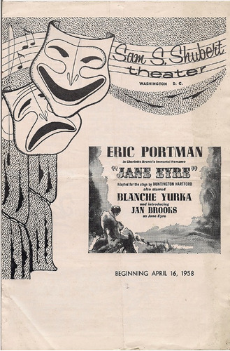 Programa Teatro Shubert Obra Jane Eyre Washington 1958 B3