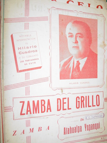 Partitura Antigua Zamba Del Grillo Atahualpa Yupanqui Cuadro