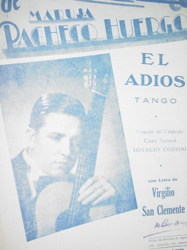 Partitura Tango El Adios Ignacio Corsini Virgilio Clemente