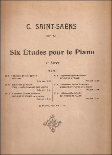 Seis Estudios Para Piano _ Saint Saens - Partitura Antigua