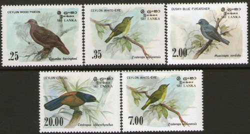 Sri Lanka Serie Completa X 5 Sellos Mint Aves Años 1983-88 