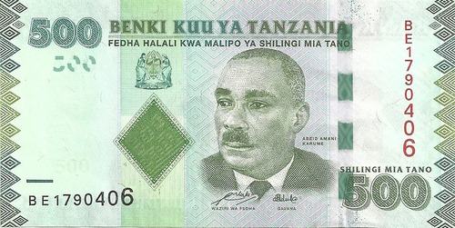 Billete  De Tanzania 500 Shillingi Año 2010 Sin Circular