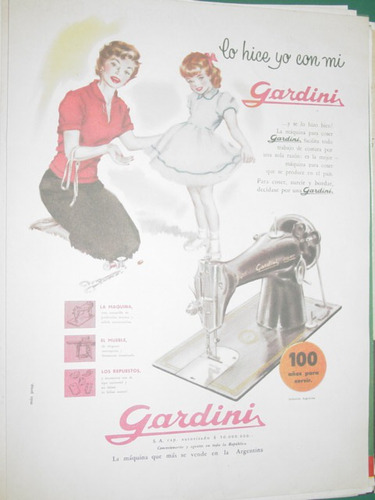 Publicidad Clipping Maquinas Coser Gardini Sewing Machine 1