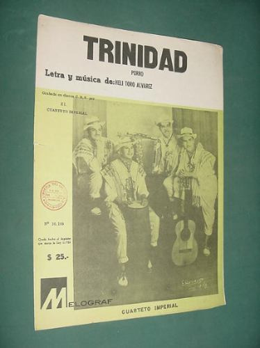 Partitura Cuarteto Imperial Trinidad Porro Toro Alvarez
