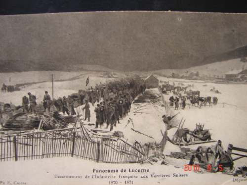 Paisaje Con Soldados En Luzern En 1871. Muy Antigua Postal.