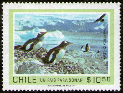 Chile Sello Mint Antártida = Pinguinos = Paisaje Año 1981 