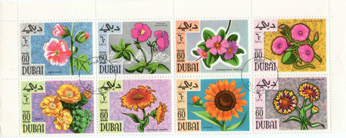 Dubái Serie Completa X 8 Sellos Usados Flores Año 1968
