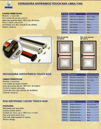 Barral Antipánico Jaque Touch T300 Sin Acceso Exterior Simpl