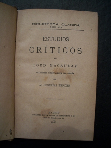 Estudios Criticos /macaulay   Q