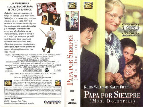 Papa Por Siempre Vhs Mrs. Doubtfire Robin Williams Sally Fie