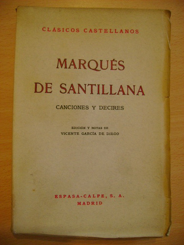 Canciones Y Decires Marqués De Santillana