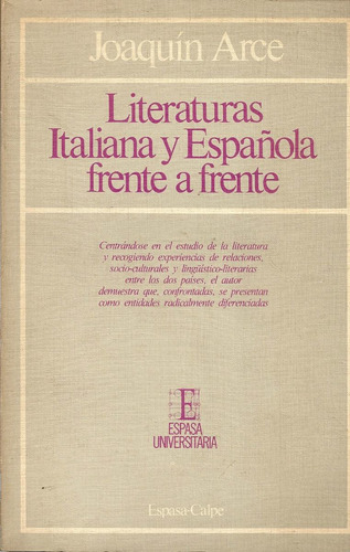 Literaturas Italiana Y Española Frente A Frente - Espasa